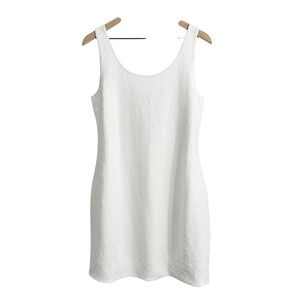 Commando Sequin Throughout Scoop‎ Neck Mini Tank Dress White Large Bridal